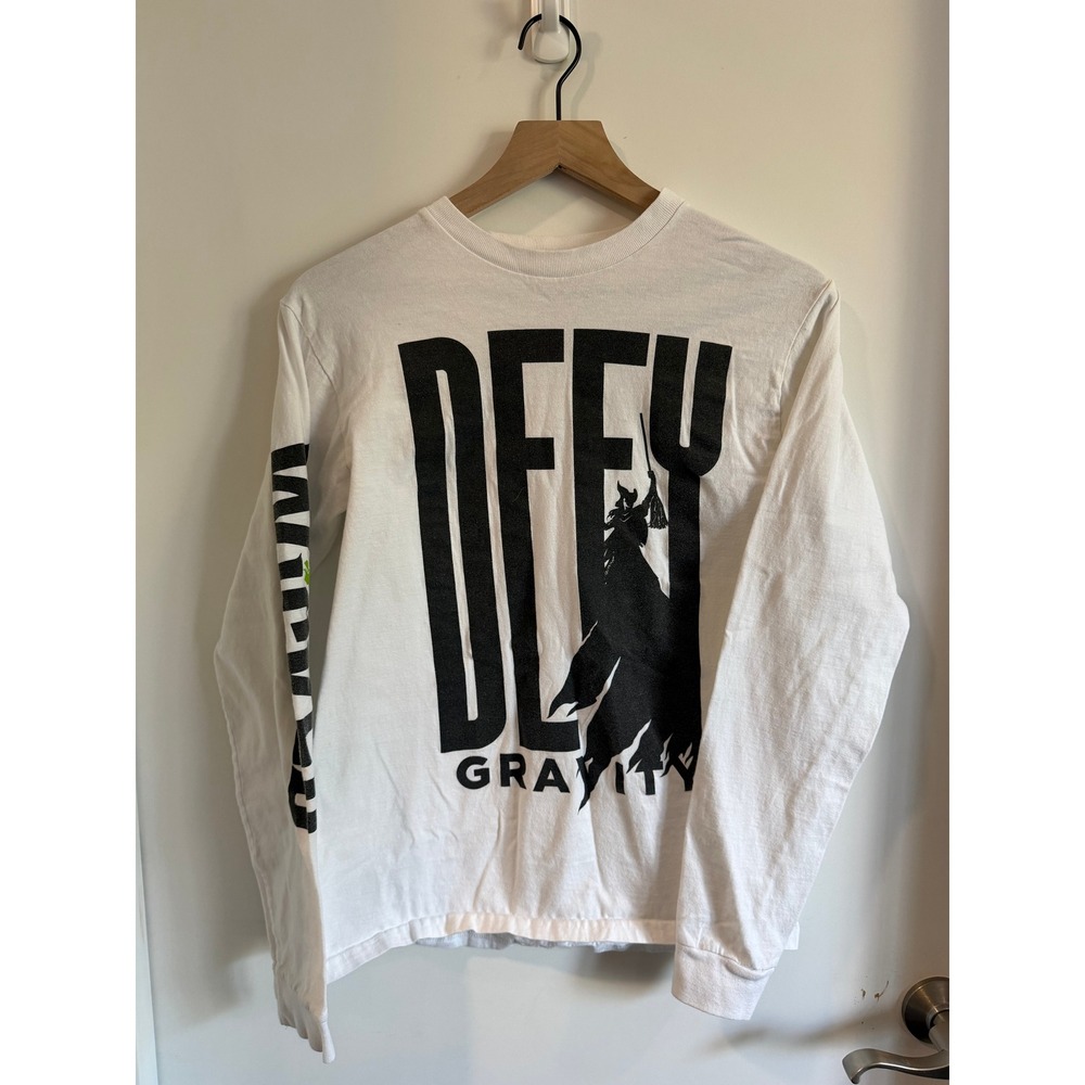 Wicked Musical Defy Gravity Long Sleeve Graphic T-Shirt White Small Broadway